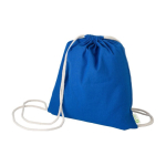 Sac à dos en corde de coton 100% recyclé et cordons naturels, 120 g/m² couleur bleu première vue
