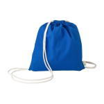 Sac à dos en corde de coton 100% recyclé et cordons naturels, 120 g/m² couleur bleu deuxième vue