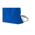 Sac à dos en corde de coton 100% recyclé et cordons naturels, 120 g/m² couleur bleu troisième vue