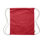 Sac à dos en corde de coton 100% recyclé et cordons naturels, 120 g/m² couleur rouge première vue