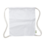 Sac à dos en corde de coton 100% recyclé et cordons naturels, 120 g/m² couleur blanc première vue