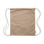 Sac à dos en corde de coton 100% recyclé et cordons naturels, 120 g/m² couleur kaki sixième vue