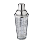 Shaker en verre avec mesures et recettes de cocktails imprimées 400ml couleur transparent dixième vue