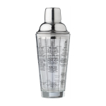 Shaker en verre avec mesures et recettes de cocktails imprimées 400ml couleur transparent huitième vue