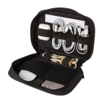 Trousse de toilette de voyage polyester compartiment et poches couleur noir troisième vue