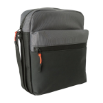 Sac bandoulière bicolore en polyester avec plusieurs compartiments couleur gris troisième vue