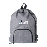 Sac à dos en polyester pliable avec poche extérieure couleur gris avec zone d'impression