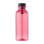 Bouteille en RPET poignée en caoutchouc et détail en bambou, 500 ml couleur rouge première vue