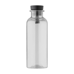 Bouteille en RPET poignée en caoutchouc et détail en bambou, 500 ml couleur transparent première vue