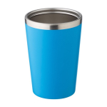 Gobelet isotherme acier inoxydable couvercle noir bord argenté 350ml couleur bleu ciel