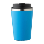 Gobelet isotherme acier inoxydable couvercle noir bord argenté 350ml couleur bleu ciel