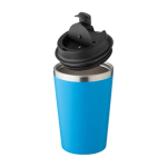 Gobelet isotherme acier inoxydable couvercle noir bord argenté 350ml couleur bleu ciel cinquième vue