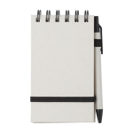 Bloc-notes à anneaux avec stylo à bille bleu A6 couleur blanc/noir première vue