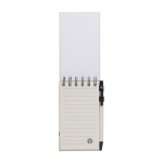 Bloc-notes à anneaux avec stylo à bille bleu A6 couleur blanc/noir troisième vue