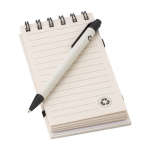 Bloc-notes à anneaux avec stylo à bille bleu A6 couleur blanc/noir quatrième vue