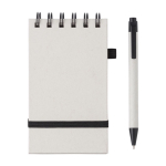 Bloc-notes à anneaux avec stylo à bille bleu A6 couleur blanc/noir sixième vue