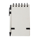 Bloc-notes à anneaux avec stylo à bille bleu A6 couleur blanc/noir huitième vue