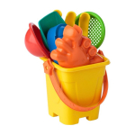 Seau de plage pour enfants avec pelle, râteau, tamis et moules couleur multicolore deuxième vue