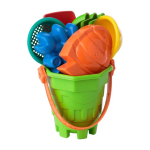 Seau de plage pour enfants avec pelle, râteau, tamis et moules couleur multicolore sixième vue