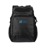Sac à dos isotherme polyester PU plusieurs poches compartiments couleur noir avec zone d'impression