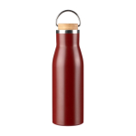 Gourde en acier inoxydable recyclé bouchon en bambou et poignée 500ml couleur bordeaux première vue