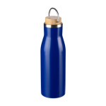 Gourde en acier inoxydable recyclé bouchon en bambou et poignée 500ml couleur bleu cinquième vue