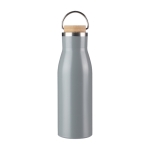 Gourde en acier inoxydable recyclé bouchon en bambou et poignée 500ml couleur gris première vue