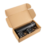 Thermos à double paroi acier inoxydable de 420ml et 2 tasses de 150ml couleur noir première vue