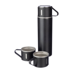 Thermos à double paroi acier inoxydable de 420ml et 2 tasses de 150ml couleur noir troisième vue