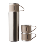 Thermos à double paroi acier inoxydable de 420ml et 2 tasses de 150ml couleur argenté première vue