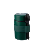 Boîte à repas isotherme en acier inoxydable avec cuillère incluse couleur vert avec zone d'impression