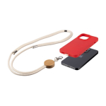 Lanyard et porte-badge en corde de coton avec détail en bambou couleur kaki deuxième vue