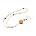 Lanyard et porte-badge en corde de coton avec détail en bambou couleur kaki troisième vue