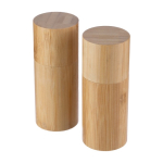 Set de 2 moulins à épices en bambou avec bouchons assortis couleur marron dixième vue