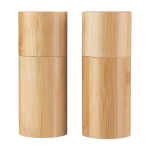 Set de 2 moulins à épices en bambou avec bouchons assortis couleur marron quatrième vue
