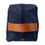 Trousse de toilette en jean avec poignée latérale en simili cuir couleur bleu première vue