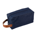 Trousse de toilette en jean avec poignée latérale en simili cuir couleur bleu cinquième vue