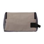 Trousse de toilette de voyage en polyester compartiment et poignée couleur taupe deuxième vue