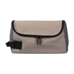 Trousse de toilette de voyage en polyester compartiment et poignée couleur taupe quatrième vue