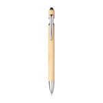 Stylo en bambou écologique à bouton-poussoir et encre bleue couleur marron quatrième vue