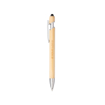Stylo en bambou écologique à bouton-poussoir et encre bleue couleur marron avec zone d'impression