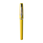 Stylo avec capuchon transparent et encre gel noire couleur jaune première vue