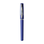 Stylo avec capuchon transparent et encre gel noire couleur bleu ultramarine première vue