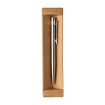 Stylo tournant en acier inoxydable recyclé, encre bleue couleur argenté sixième vue