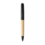 Stylo en acier inoxydable avec poignée en bambou, encre bleue couleur noir neuvième vue