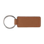 Porte-clés en simili cuir avec anneau métallique couleur marron première vue