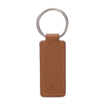 Porte-clés en simili cuir avec anneau métallique couleur marron deuxième vue