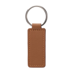 Porte-clés en simili cuir avec anneau métallique couleur marron troisième vue