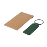 Porte-clés en simili cuir avec anneau métallique couleur vert deuxième vue