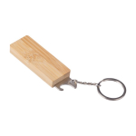 Porte-clés en bambou fonctions d'ouvre-bouteille et outils couleur marron troisième vue